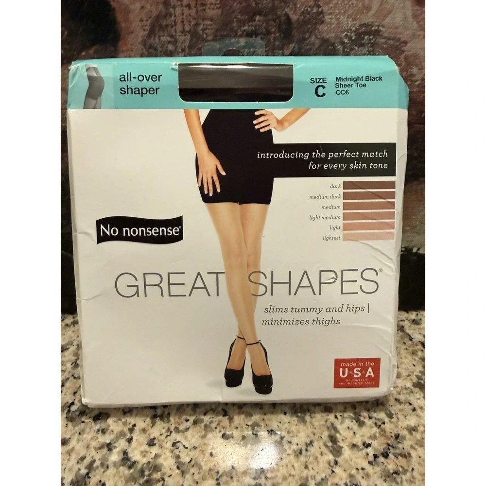 No Nonsense Great Shapes, Midnight Black Sheer Toe Size C, CC6, NIB